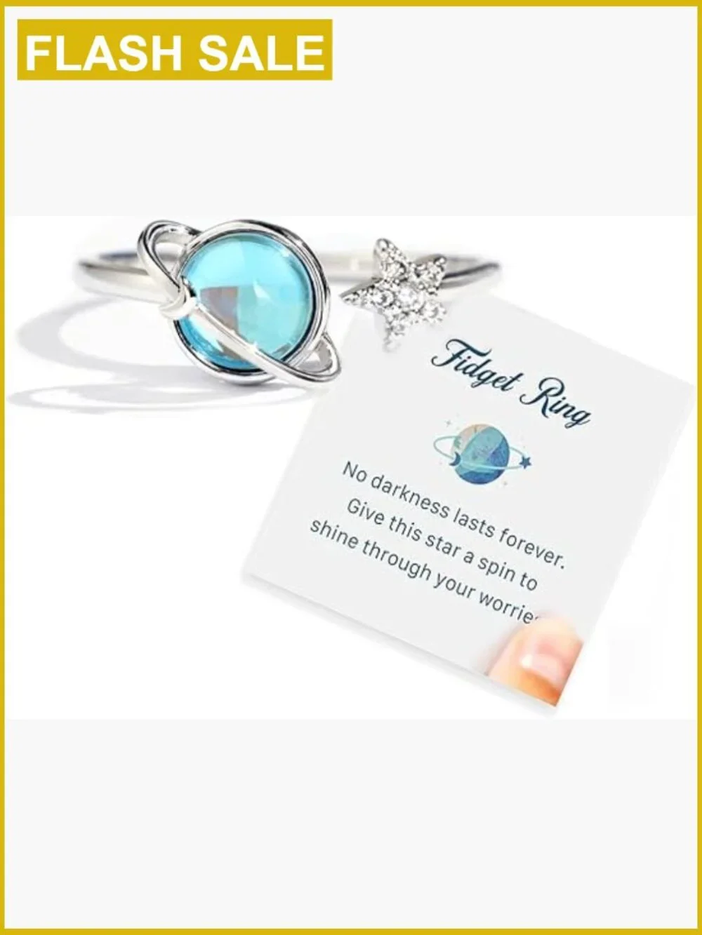 Adjustable Planet Spinner Ring - Anxiety Relief Fidget Ring for Women